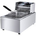 Commercial desktop electric fryer single-cylinder fryer chicken steak french fries double-cylinder electric fryer fried skewers stall equipment frying machine