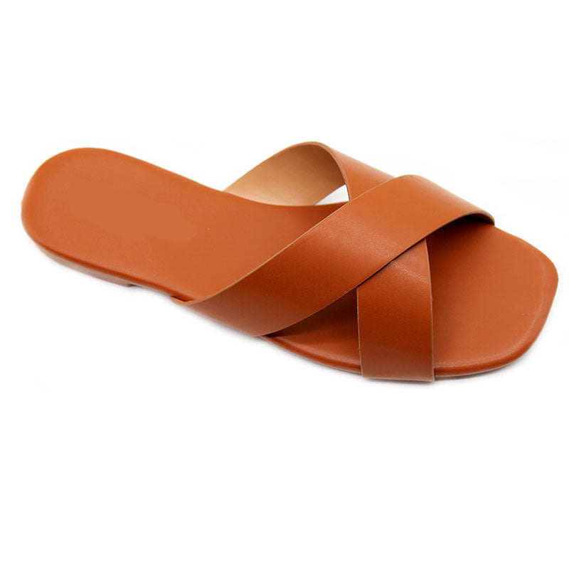 Ladies slippers  Chaozhou women's shoes large size candy color fashion casual slippers one-word wholesale