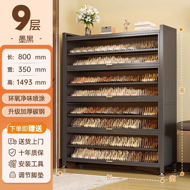 Shoe cabinet steel for home door all-in-one multi-layer dust-proof shoe rack entrance large-capacity storage cabinet metal storage shelf