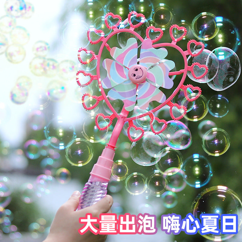 Children's colorful windmill bubble wand gatling bubble machine water toy outdoor bubble blowing stall supply night market