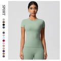 Naked feeling brushed tight short sleeve t-shirt quick-drying breathable sports tops yoga clothes outdoor casual running fitness clothes