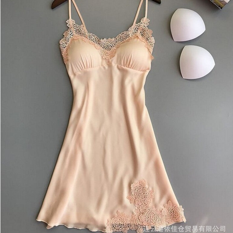 Women's sexy silk satin nightgown v-neck lace lingerie dress sleepwear s-xl
