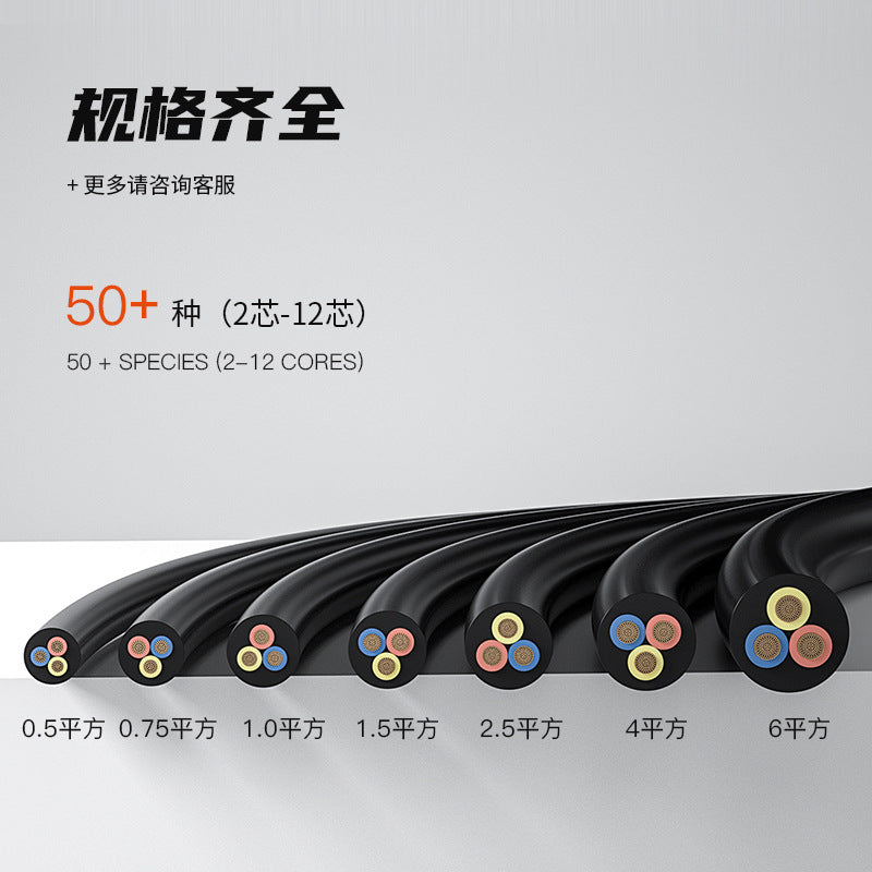 RVV2 core pure copper monitoring and control sheathed wire 05/1/1 square national standard full core full meter power cord