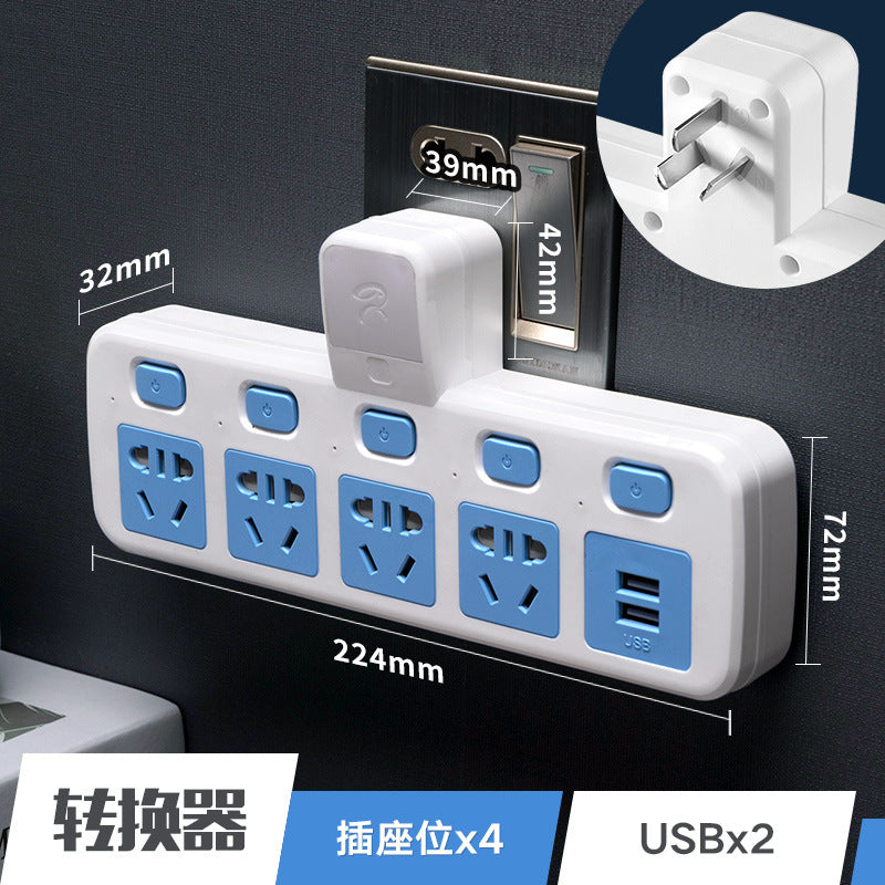 Multi-function wireless socket converter plug - one-to-multiple outlet panel with usb ports, night light, and power strip for home use