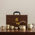 Dunhuang ru kiln kung fu tea set suit fair cup ceramic teapot lifting beam pot for home high-end tea maker gift