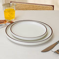 Stylish brown edge ceramic tableware western food steak rimmed round plate restaurant hotel for home high-looking ceramic plate