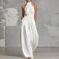 european and american cross-border women's summer new arrivals: -style elegant sleeveless halter neck bodycon jumpsuit