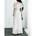 Women's summer new french chic ruffle sleeve fitted waist a-line chiffon maxi dress