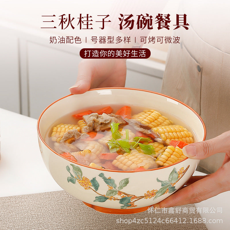 Bowl for home underglaze color pottery new chinoiserie good looking ceramic tableware rice noodle bowl large soup bowl
