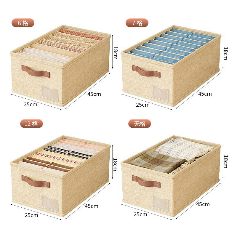 New Household Cotton and Linen Layered Clothes Storage Box Drawer Type Divided Underwear Box Dormitory Clothes Pants Organizing Box