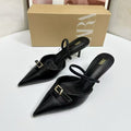 Za2025autum new product shallow mouth hollow fashion high heel pointed black brown buckle style mule fashion women's sandals