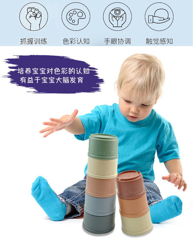 Cross-border export South East Asia fun round stacking cup bathroom bath toy creative building block stacking music infant