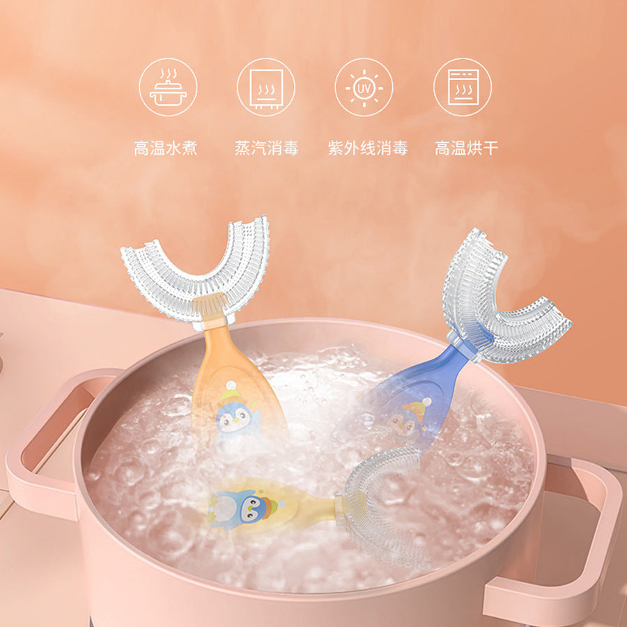 Children's u-shaped toothbrush, silicone soft-bristled toothbrush, baby oral cleaning toothbrush, children's toothbrush wholesale