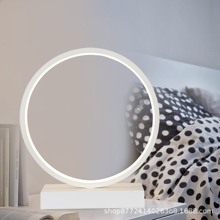Creative modern minimalist black and white round table lamp - bedroom bedside lamp, living room, study, remote control desk lamp