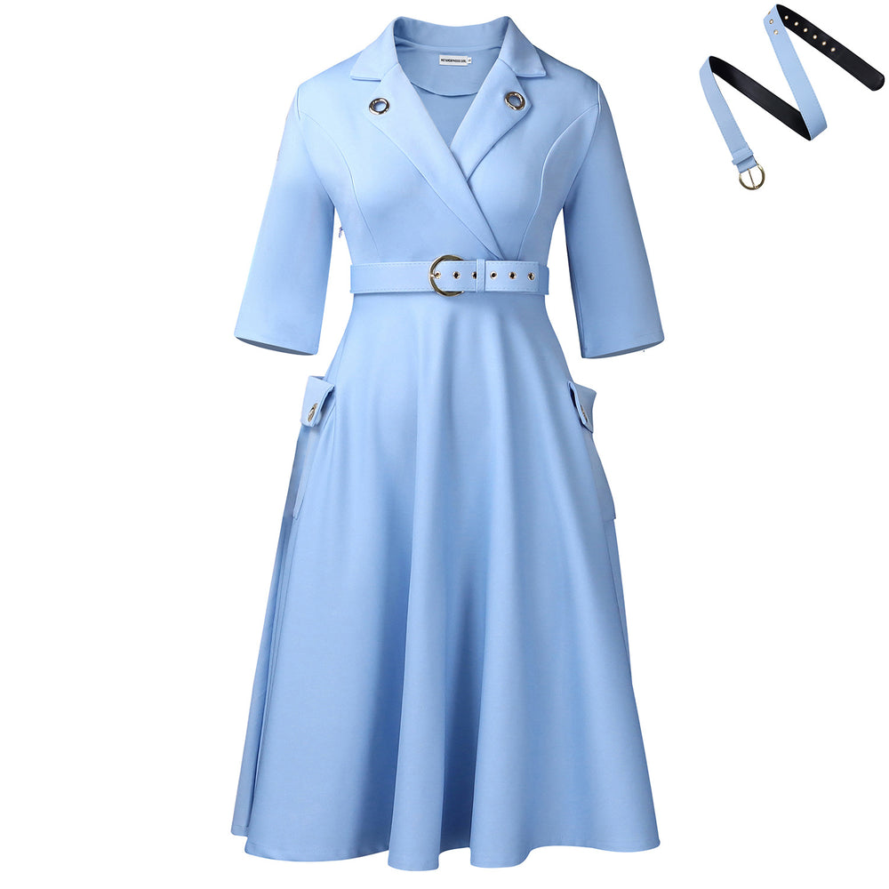 D3341  new arrival cross-border e-commerce women's independent website suit collar high-waisted elegant plus size african dress