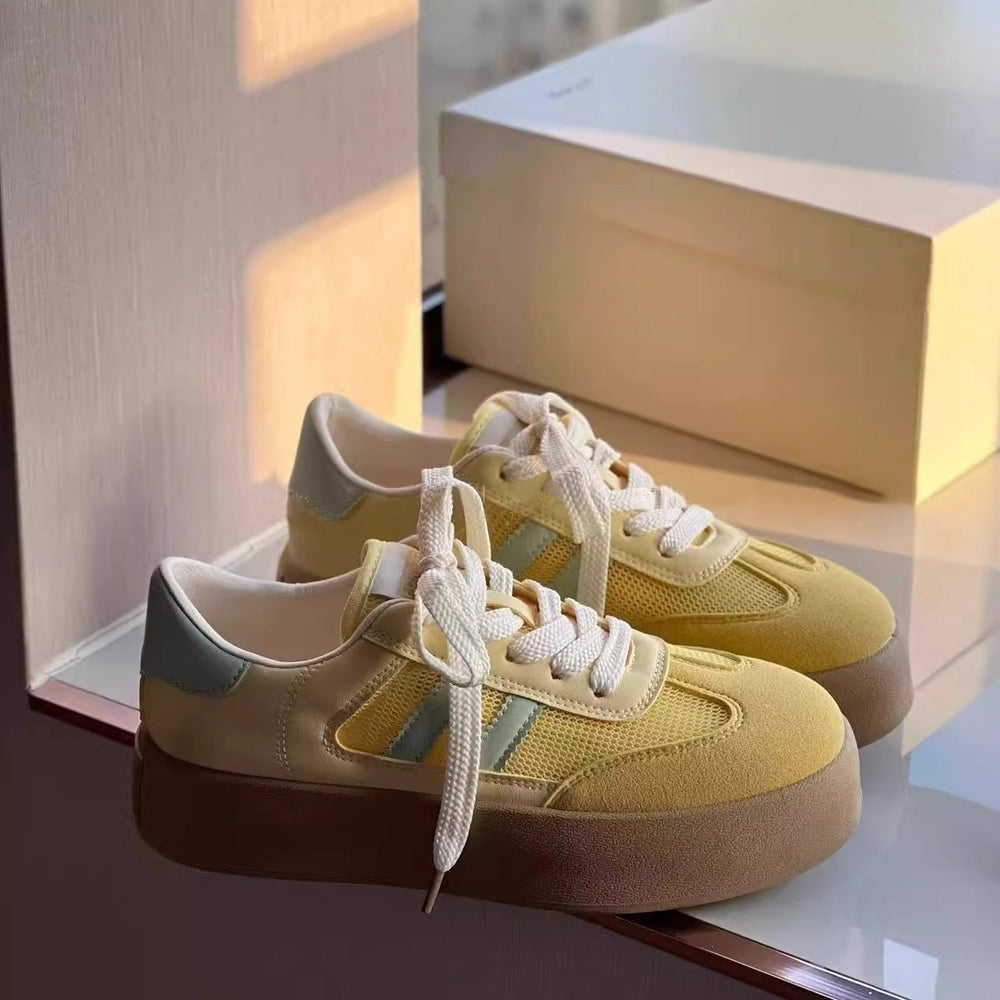 Best sellingthick sole heightening german training shoes white shoes for women 2026 summer new arrivalcasualeasiest for match breathable mesh sports shoes
