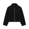 spring/autumn women's designer wool blend jacket: unique streetwear style, relaxed fit, cropped length