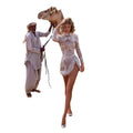 spring/summer new arrivals: european and american style sexy long-sleeve dress with gold and silver tassel detail and slit – evening gown