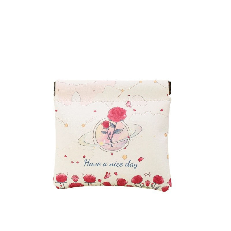 Shrapnel storage bag Automatic closed cosmetic bag Waterproof large-capacity portable storage bag Data cable Storage lipstick
