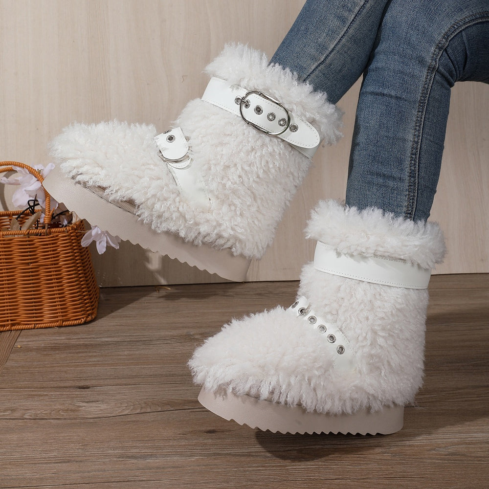 Plus size women's winter snow boots - new  collection: fleece-lined, extra thick, warm cotton shoes with non-slip soles