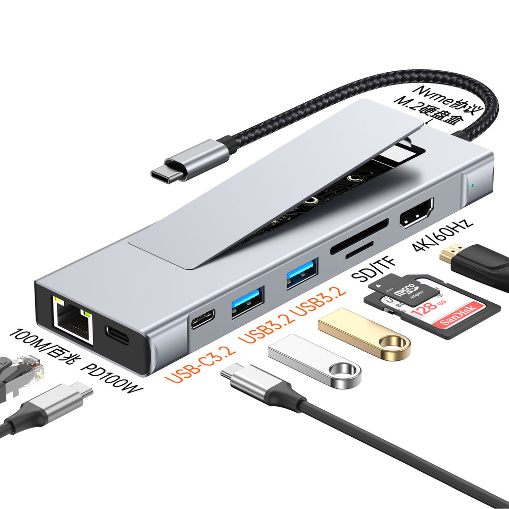 m.2 hard drive enclosure docking station type-c hub3.2 with solid state drive enclosure 10g multi-port docking station