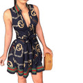 summer new arrival: cross-border women's fashion hot seller - v-neck tie-up sexy printed dress