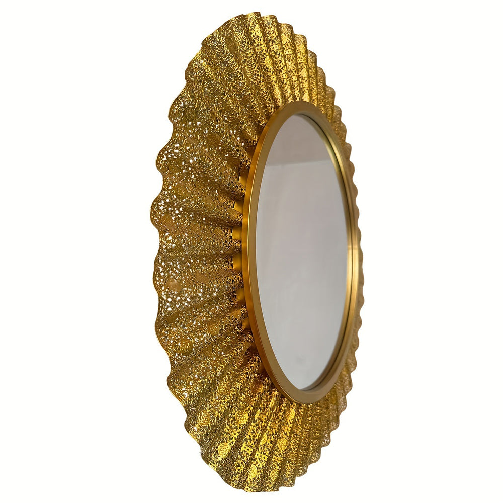 Golden retro european mirror - exquisite palace-style carved decor for living room, bedroom, or entryway - elevate your home's style