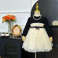 Girls' dress -  spring new arrival - hepburn style bow detail - high-end birthday gown - trendy princess dress