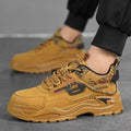 Men's 2025 spring new leather breathable casual sneakers, youth thick-soled height-increasing anti-slip work shoes
