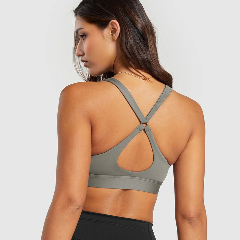 Naked cut out design beautiful back fitness tops running high intensity yoga bra vest halter sports intimates women