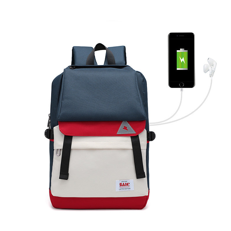 Cross-border  waterproof Oxford canvas backpack men's and women's outdoor travel backpack student schoolbag LOGO customization