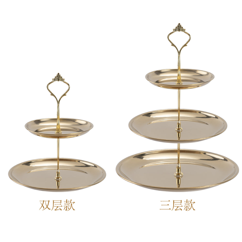 Display stand, light luxury fruit plate, dry snacks, cake, cross-border snacks, table setting, wedding stainless steel tray, three-layer display
