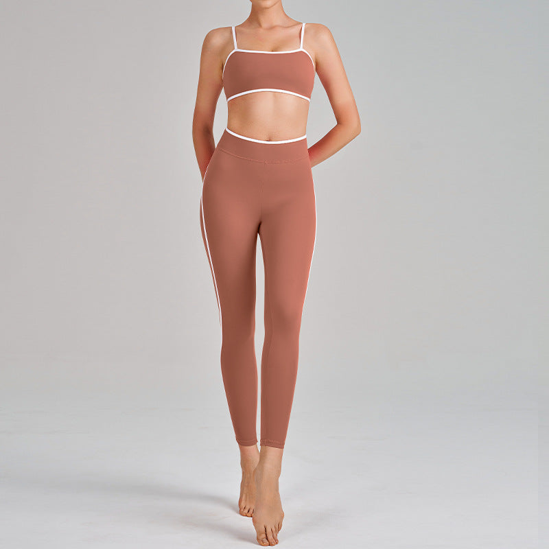 new arrival yoga clothes high waist hip lift tummy control slimming look sling beautiful back running sports intimates bra suit for women