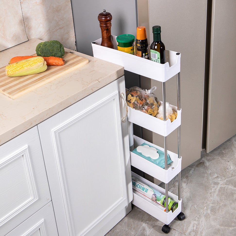 Seam rack Plastic multi-layer trolley Kitchen rack Multifunctional bathroom Toilet floor storage rack