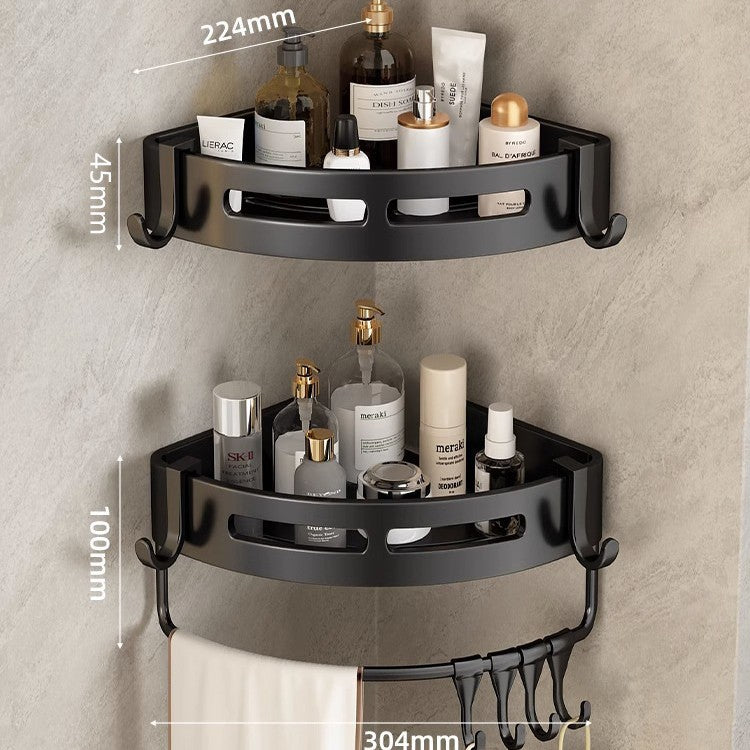 No-drill bathroom shelf - wall mounted corner basket for towels, soap, and more