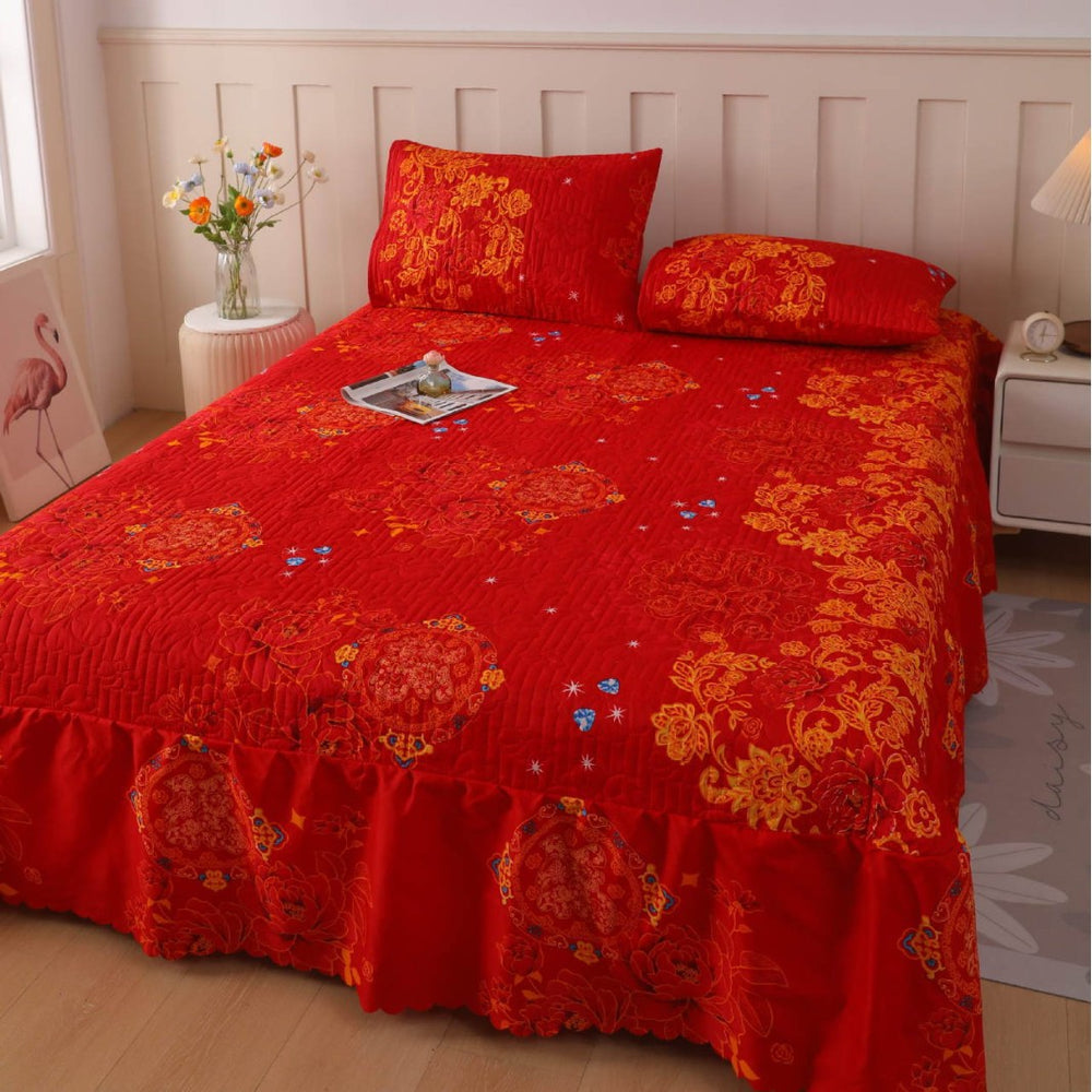 2026 amazon quilted bed skirt bedspread heightened double anti-static breathable mattress simmons bedspread three-piece set