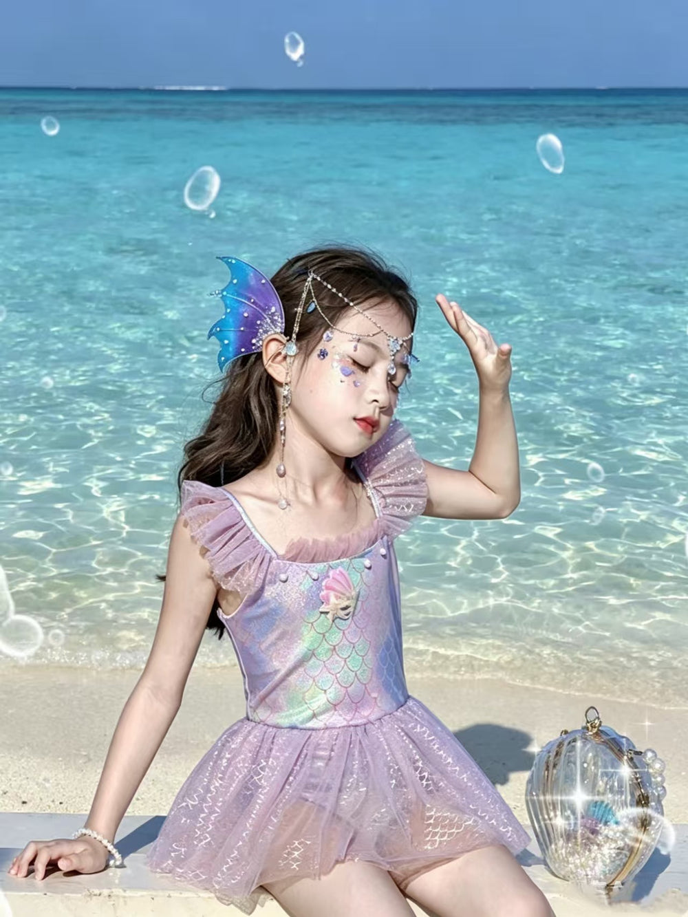 Baby swimsuit girls' fashionable swimsuit  new mermaid princess style symphony swimsuit for children hot spring