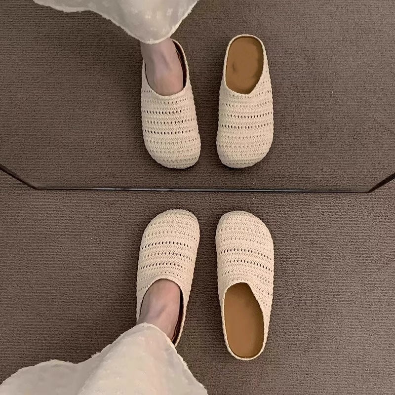 Bohemian style birkenstock-style open-toe mules - women's summer 2026 new collection - slip-on woven sandals