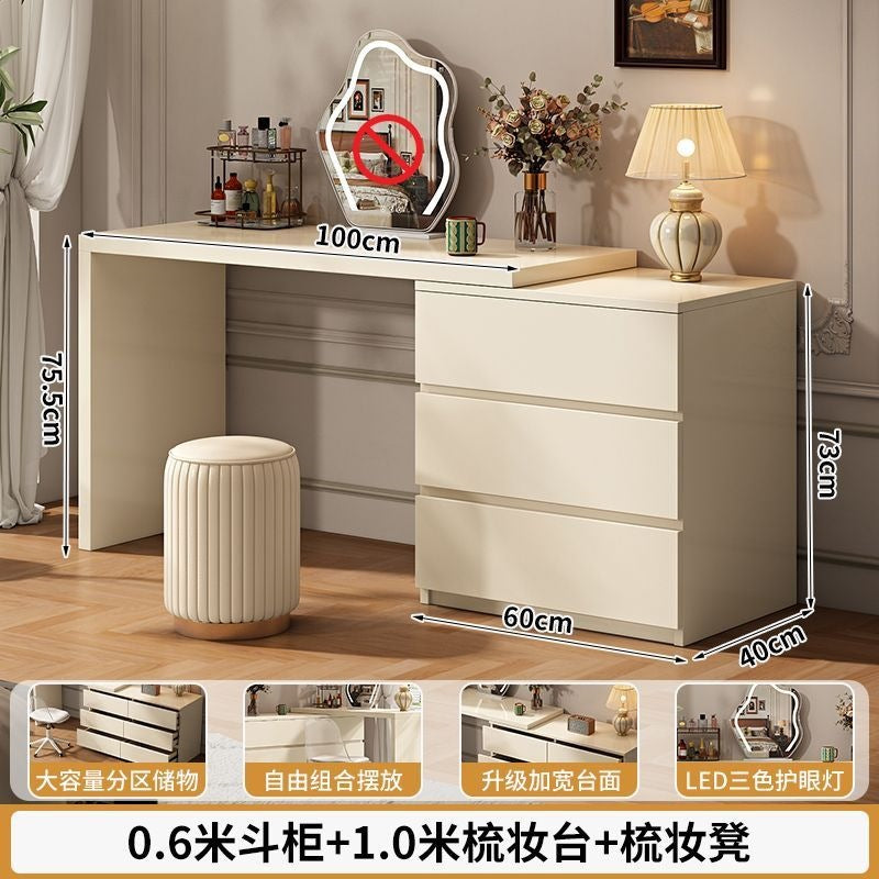 French cream style bedroom vanity table all-in-one chest of drawers dressing table bed end storage cabinet corner table small apartment with drawers