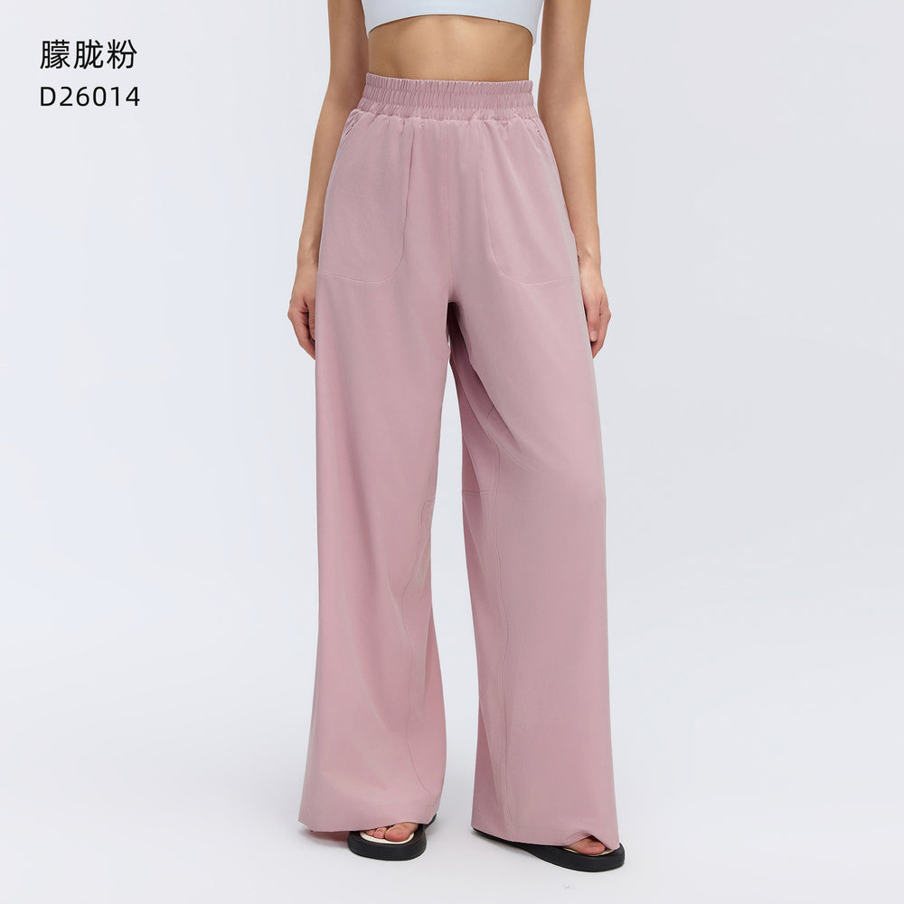 Spring/summer lightweight breathable straight-leg sports pants - women's drawstring loose fit, hip-concealing, slimming, casual wide-leg trousers d26014