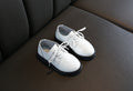 Kids' shiny leather dress shoes - unisex, british style, lace-up, black & white, soft sole, non-slip, perfect for school & performances