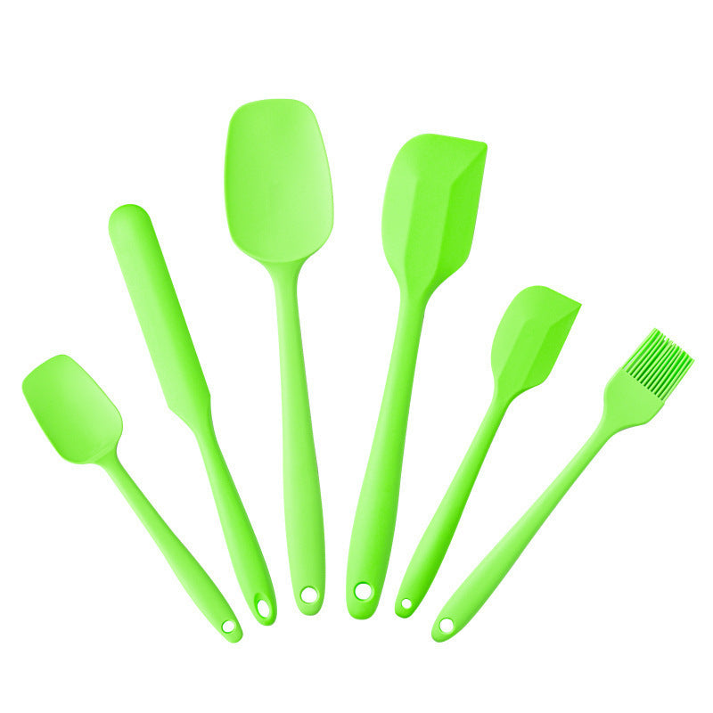 Cross-border baking tools 6-piece set, kitchen silicone T-shovel household integrated silicone scraper silicone barbecue oil brush