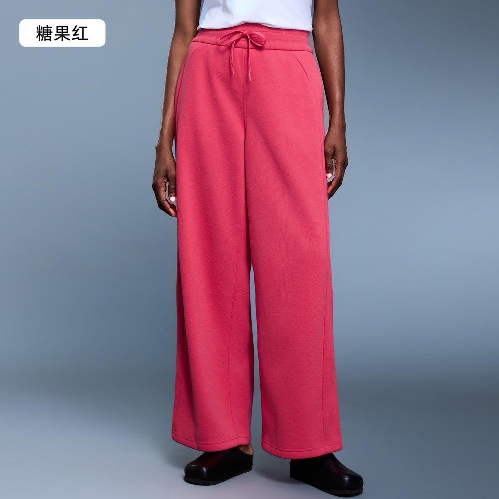 Women's fall/winter fleece-lined thickened straight-leg wide-leg pants - loose fit, warm, slimming, casual, and athletic long pants d25133