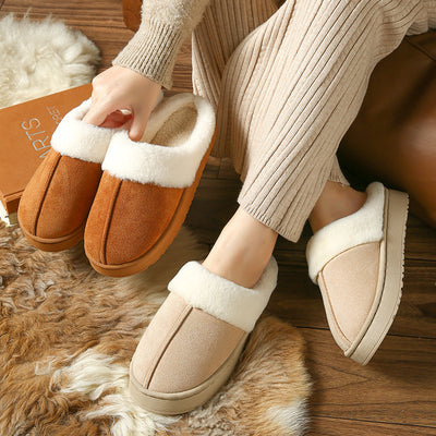 2025 new women's warm cotton slippers for home, autumn/winter fuzzy indoor slippers, men's winter thick-soled house slippers