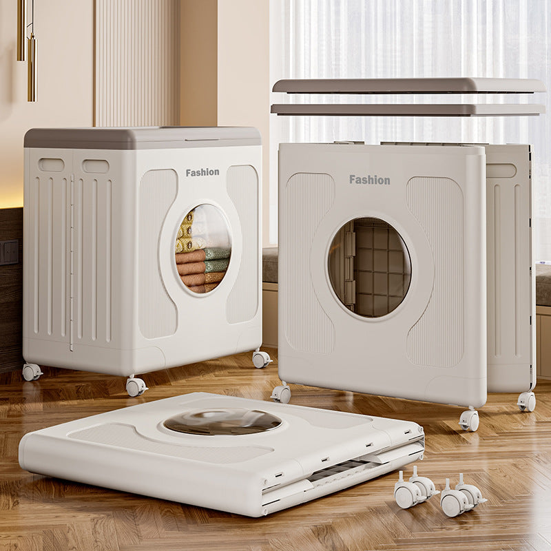 Customized clothes storage box Household flip large capacity with pulley Clothing sorting box Sundries quilt storage box