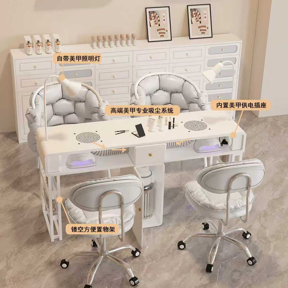 New arrival: extra-wide 45 turbine engraved grade vacuum marble & porcelain surface multifunctional minimalist nail table and chair set