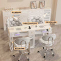 New arrival: extra-wide 45 turbine engraved grade vacuum marble & porcelain surface multifunctional minimalist nail table and chair set