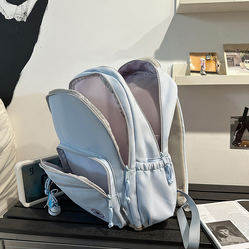 New arrival backpack classic student school bag large capacity lightweight water-repellent backpack lightweight pure color backpack