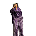african plus size women's clothing  summer new fashion v-neck printed drawstring top and wide-leg pants set
