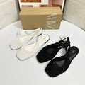 Za korean style mesh fishnet closed-toe sandals women's 2025 new summer niche flat backless sandals single shoes women